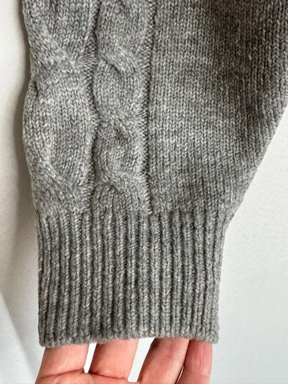 J. Crew Gray Wool Alpaca Acrylic Gold Button Cable Knit Cardigan Sweater Medium
